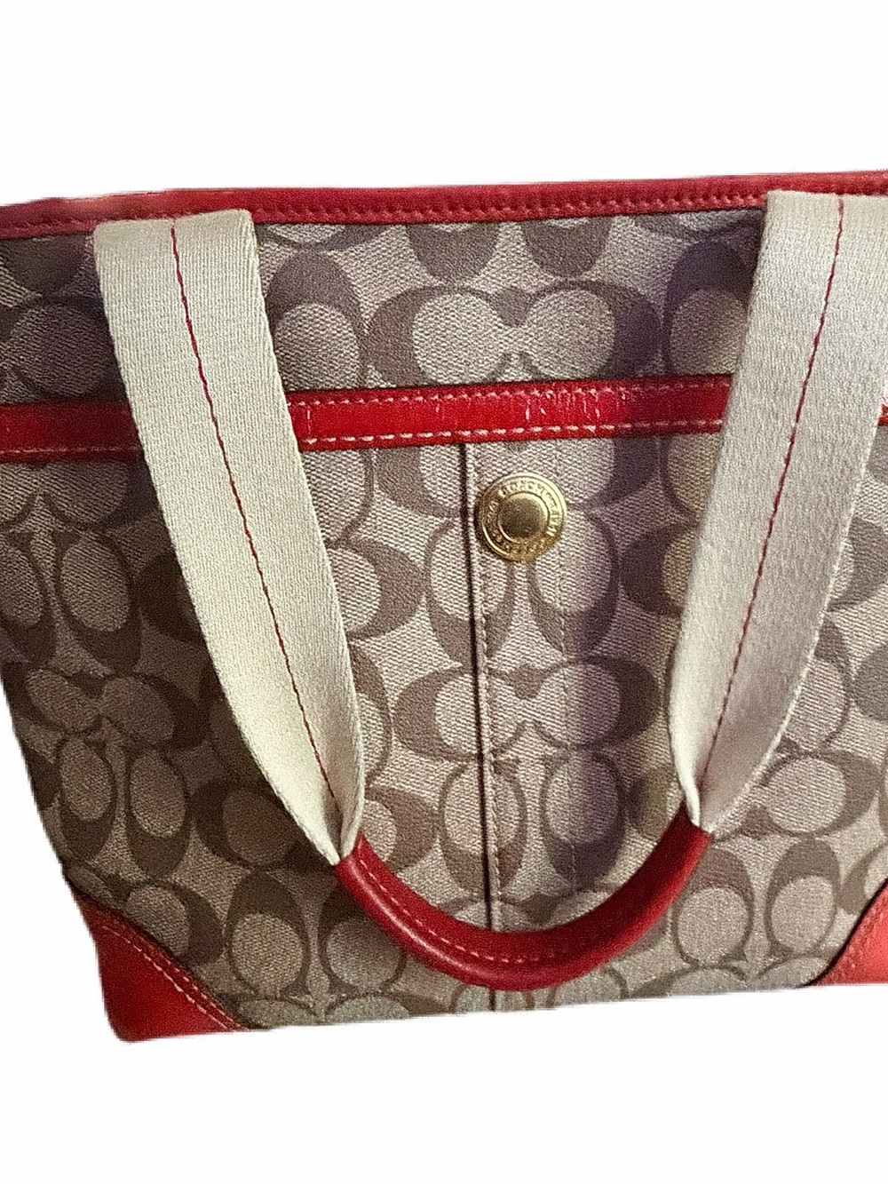 Coach Heritage Stripe Signature Tote- brown C canvas great condition ❤️ - Picture 14 of 16